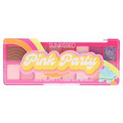 Sunkissed Pink Party Face Palette Infused with Minerals - 1.7g Bronzer, 1.7g Blusher, 10x 0.7g Eyeshadow, 2 x 0.7g Glitter Eyeshadow - Vegan