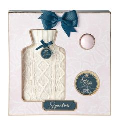 Style & Grace Signature Water Bottle Gift Set Eco Packaging 2021 - 120ml Body Butter, 50g Bath Fizzer, Hot Water Bottle