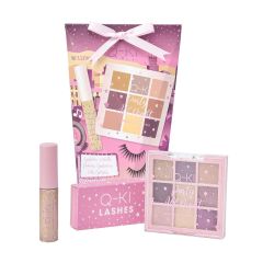 Q-KI Party All Night Eco Packaging 2021 Set - False Eye Lashes, 1g False Eye Lash Eye Glue, 9 x 1g Eyeshadow, 6.5ml Shimmer Eyeshadow
