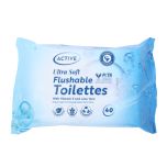Active Ultra Soft Flushable Toilette Wipes 40 Pack