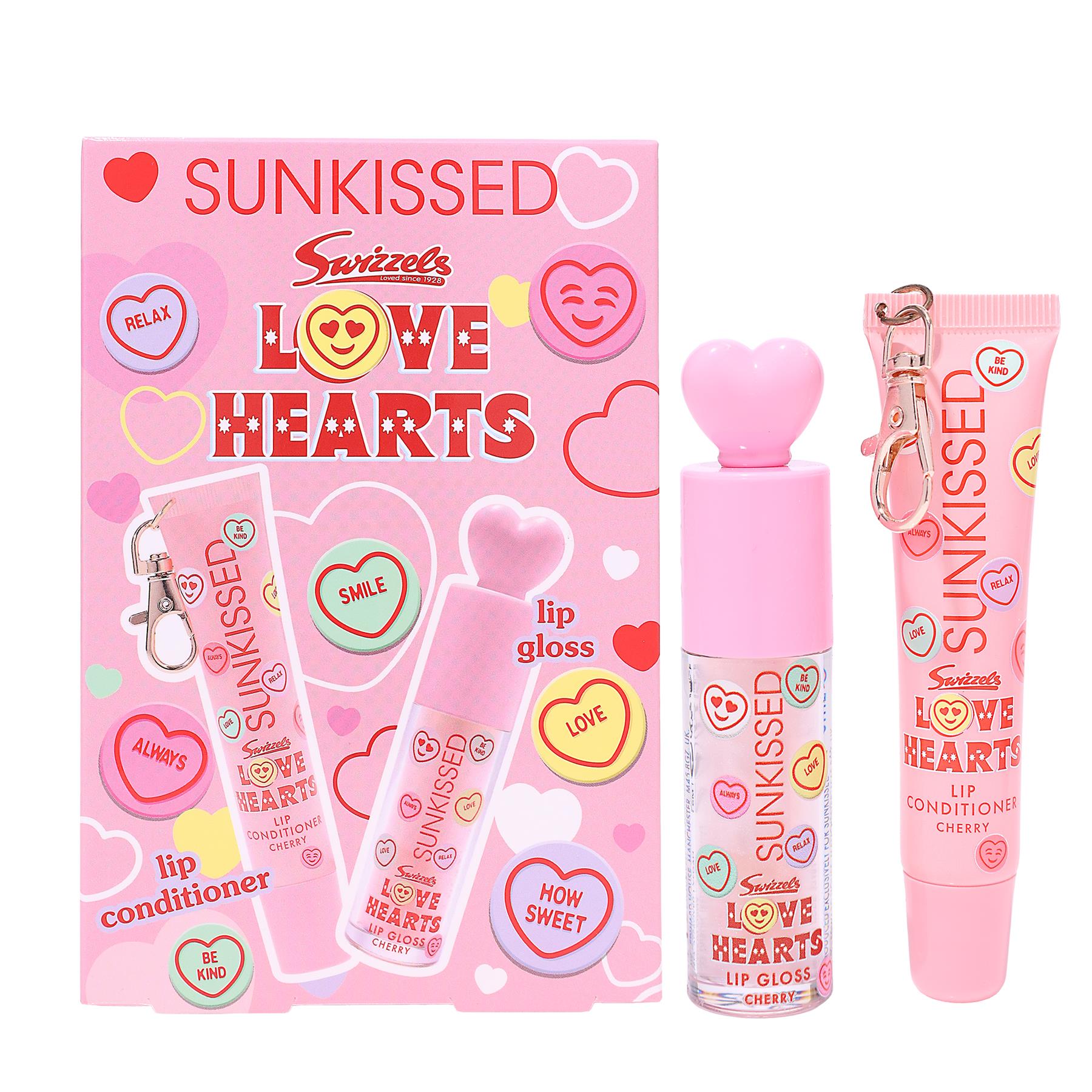 Sunkissed x Love Hearts Lip Gloss & Conditioner Lip Duo Gift Set Cherry from Perfume Plus Direct