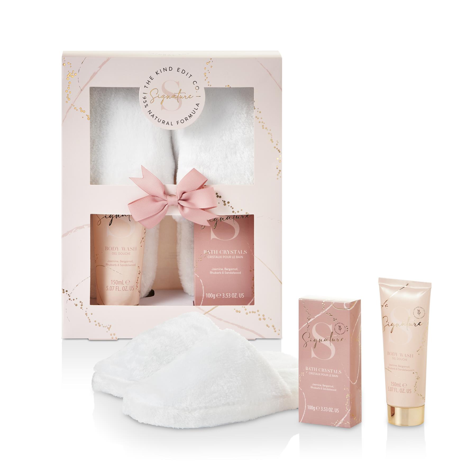 Image of Style & Grace The Kind Edit Co Signature Slipper Set - Pair of Slippers, 150ml Body Wash, 100g Bath Salts