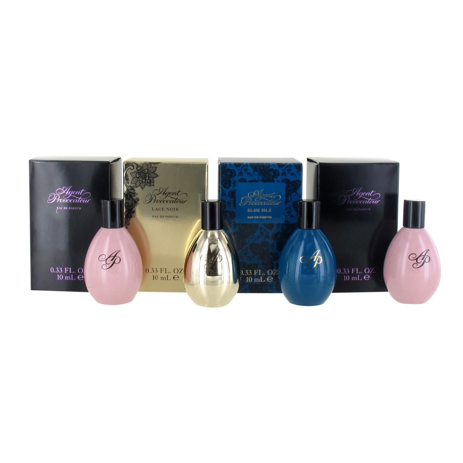 Agent Provocateur 2 x 10ml Eau de Parfum, Lace Noir 10ml Eau de and Silk 10ml Eau de Parfum Miniature Gift Set for Women