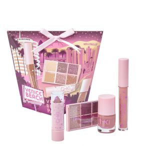 Q-KI Venice Beach Party Eco Packaging 2021 - 6 x 0.9g Eyeshadow, 3.3g Lipstick, 3ml Lip Gloss, 7ml Nail Polish