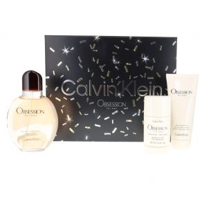 Calvin Klein Obsession for Men 125ml Eau de Toilette Spray Gift Set 100ml Aftershave, 75g Deodorant Stick for Him