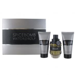 Viktor & Rolf Spicebomb 50ml Eau de Toilette Gift Set 50ml Aftershave Balm, 50ml Shaving Cream for Him