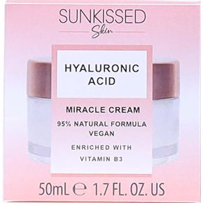 Sunkissed Skin Hyaluronic Acid Miracle Cream 50ml Enriched with Vitamin B3 - 95% Natural Formula - Vegan