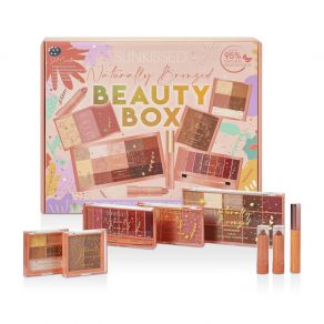 Sunkissed Naturally Bronzed Beauty Box - 2 x 3.3g Lipstick, Contour Palette, 2 x 5g Bronzer, Lipstick Palette, Highlighter and Blusher Palette, 8.5ml Mascara, 15x 1.7g Eyeshadow