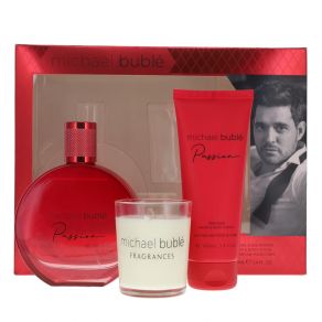 Michael Buble Passion 100ml Eau de Parfum Gift Set 100ml Body Lotion, Scented Candle for Her