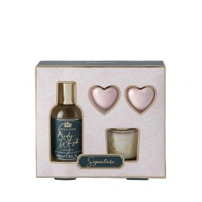 Style & Grace Signature Relax and Bathe Gift Set - 100ml Body Wash, 2 x 20g Bath Fizzer, 30g Candle, Votive