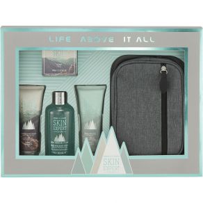 Style & Grace Skin Expert Essential Travel Collection Gift Set 300ml Hair & Body Wash, Soap, 130ml Aftershave Balm, 130ml Shower Gel, Toiletry Bag