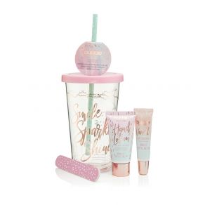 Style & Grace Bubble Boutique Travel Cup Mini Collection 30ml Hand Lotion, 8ml Vanilla Lip Gloss, Nail File 
