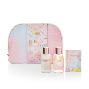 The Kind Edit Co Bubble Boutique Cosmetic Bag Set - 100ml Body Wash, 100ml Body Lotion, 50g Bath Crystals