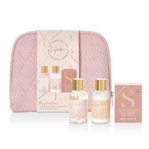 The Kind Edit Co Signature Cosmetic Bag Set - 100ml Body Wash, 100ml Body Lotion, 100g Bath Crystals, Cosmetic Bag