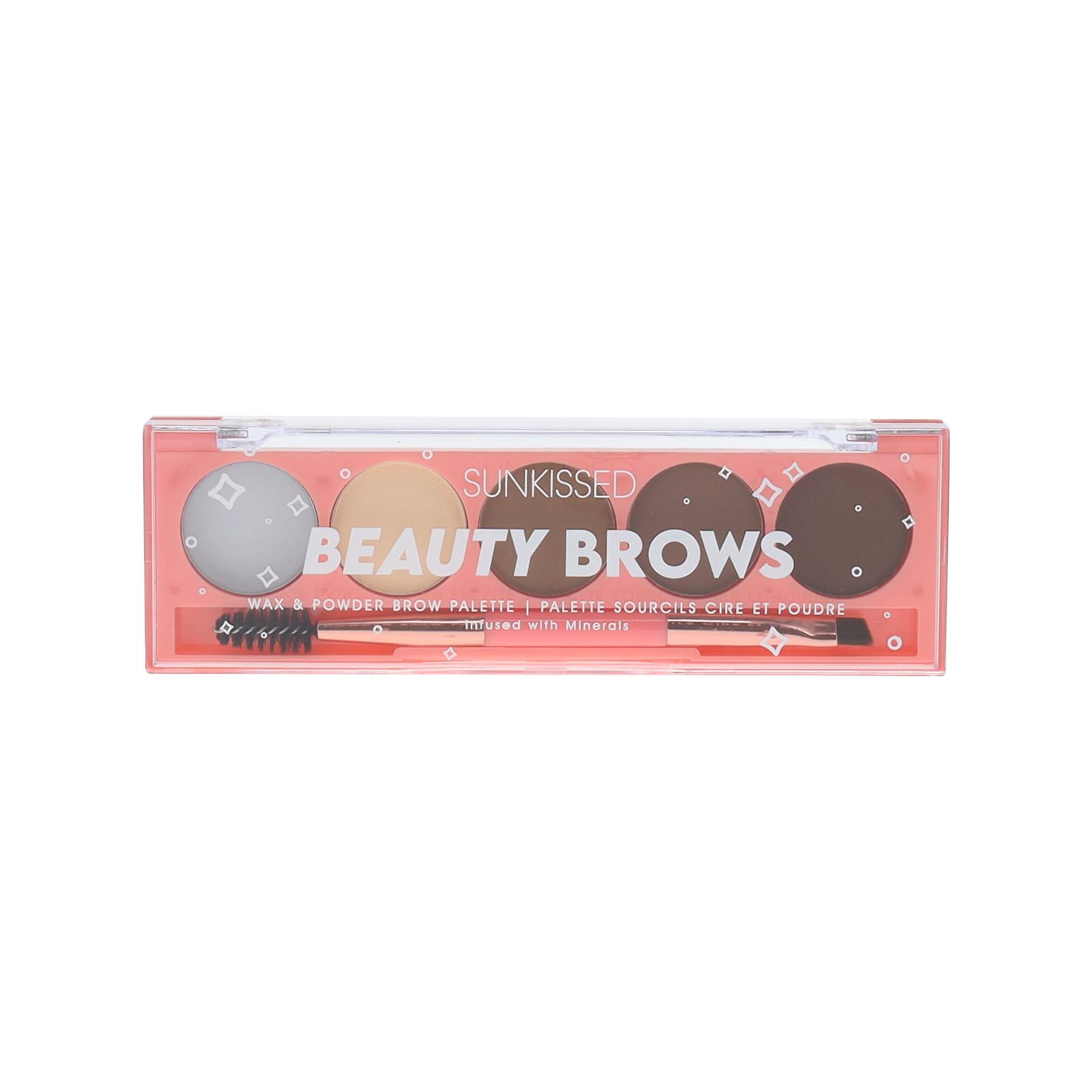 Sunkissed Beauty Brows Wax & Powder Brow Palette - Infused with Mineral - 4 x 1g Brow Powder, 0.5g... at Perfume Plus Direct